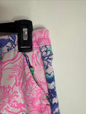 Lilly Pulitzer Callahan Navy Shorts with Pink/Purple Floral Bouquet Print Sz 0 thumbnail 6