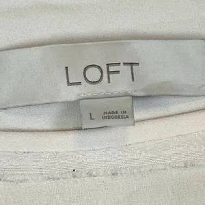 LOFT Women’s Cream Blouse Sheer Striped Sleeves Large thumbnail 11
