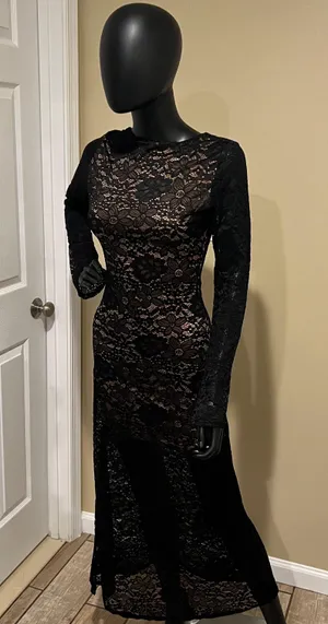 Long Lace Slim Maxi Dress Slim Fit Bodycon Dress Long Sleeve thumbnail 2