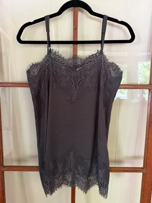 Willow & Root Charcoal Eyelash Lace Trim Cami Tank Top Boho Y2K - Small thumbnail 4