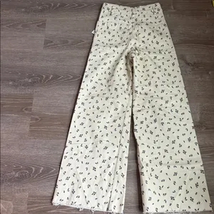 NEW Zara The Marine Straight Floral Jeans 2 thumbnail 3