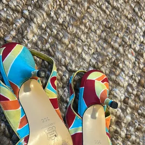 Pura Lopez 90s Vintage Pucci Inspired Sling Back Kitten Heels Size 36 thumbnail 6