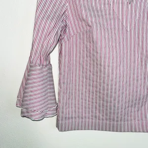 White House | Black Market White & Pink Striped Bell Sleeve V-neck Popover Top thumbnail 4