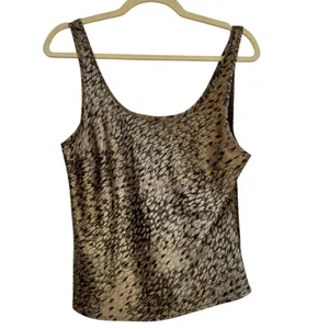 Victoria Secret Brown Animal Print Camisole Tank Top Women’s M Glam Satin Blouse thumbnail 2