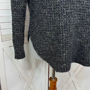 Free People Dylan Tweedy Cowl Neck‎ Wool Blend Sweater Black XS Boho Grunge thumbnail 7