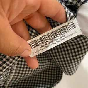 Quince Gingham Check Sleeveless Babydoll Dress Size S Black White Cottagecore thumbnail 6