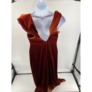 ASOS Design Rust Velvet Off Shoulder Cutout Wide Leg Jumpsuit Size 10 thumbnail 9