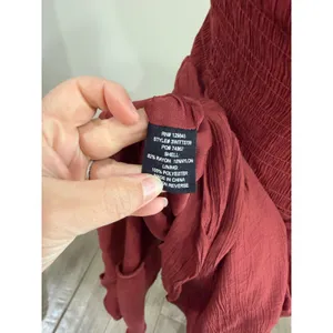 AX+ASH Rust Red Smocked Strapless Handkerchief Hem Midi Dress 3WITT0758 L thumbnail 5