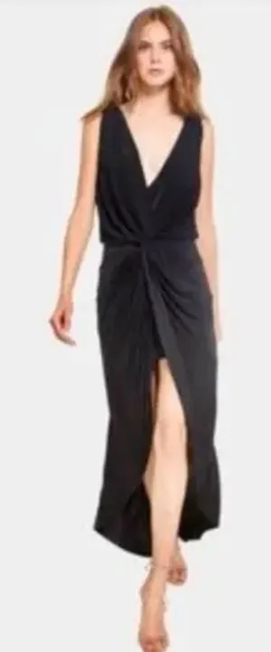 NWT MISA Los Angeles Olive Green Leza Gathered Crossover Tulip Maxi Dress Size S thumbnail 1
