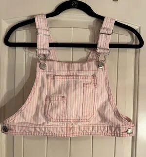 Zara pink and white striped overall top  thumbnail 1