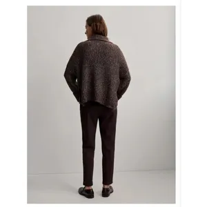 Varley Amelia Half Zip Knit Wool Blend Sweater Brown Flecked Boucle Size Small thumbnail 2