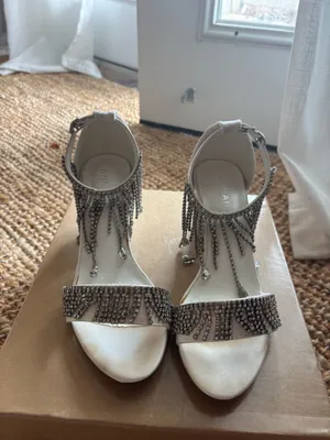 Rhinestone Heels White Size 7.5 thumbnail 2