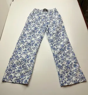 Lulu Mac Blue White Floral Womens XS Pull-on Cotton Pants Pockets Sleep Casual‎ thumbnail 1