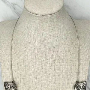 Chico's Silver Tone Wire Rhinestone Bib Necklace thumbnail 5