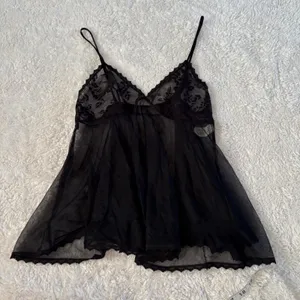 Womens Y2K Sheer Trim Floral Black Whimsigoth Babydoll Coquette M Made in USA thumbnail 1