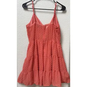 Francesca's Trixxi Womens Coral Swiss Dot Tired Mini Dress Spaghetti straps Sz M thumbnail 4