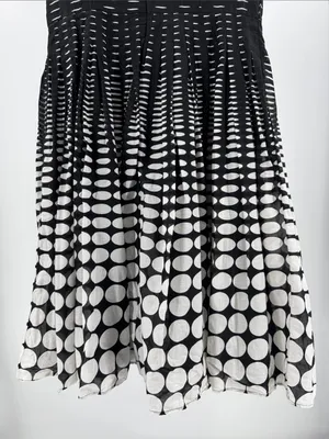 Talbots Black and White Polka Dot knee length Dress 8 cotton career party event thumbnail 6