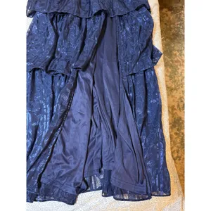 NWT Lulus Size XS Stunning Glory Navy Blue Floral Jacquard Tiered Maxi Dress thumbnail 4