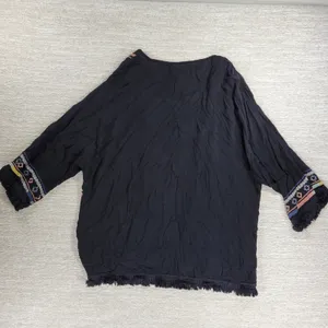 Knox Rose Black Embroidered Fringe Kimono Cardigan Size L Boho Festival thumbnail 13