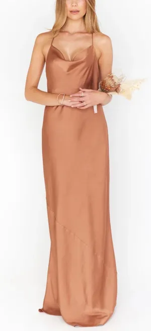 Show Me Your MuMu Tuscany Maxi Slip Dress Copper Luxe Satin Size Small thumbnail 1