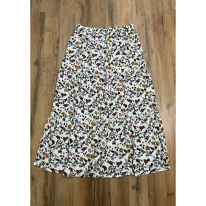 Joe B Floral Tiered Midi Skirt White Rayon Boho‎ Cottagecore Women's Large thumbnail 3