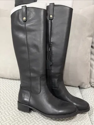 INC International Concepts Womens Fawne Tall Leather Boot Black 7.5 thumbnail 2