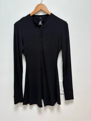 SKIMS Soft Lounge Long Sleeve Henley Romper in charcoal L thumbnail 2