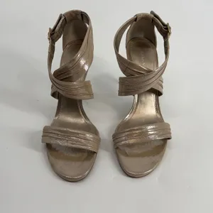 Gianni Bini Metallic Champagne Gold‎ Strappy Stiletto Heel Sandals Size 9.5 thumbnail 2
