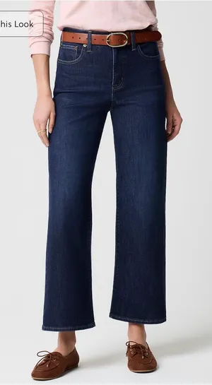 J. Crew Wide Leg Crop High Waisted Dark Wash Jeans Size 28 NWT thumbnail 1