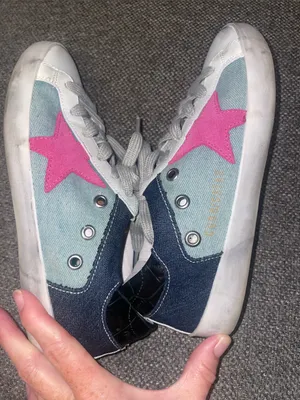 Golden Goose Superstar RARE Sneaker Leather Denim hot pink star size 36 5.5 US thumbnail 5