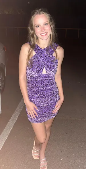 Purple soft comfortable Sparkly Homecoming Dress thumbnail 1
