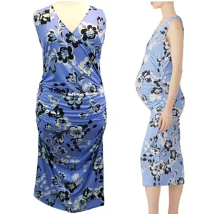 NEW Yumi Kim Maternity XL Hold Tight Dress Wonderful Life Blue‎ Floral Stretchy thumbnail 2
