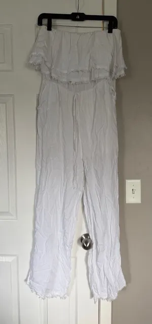 Altard State White Off Shoulder White Full Length Jumpsuit thumbnail 1