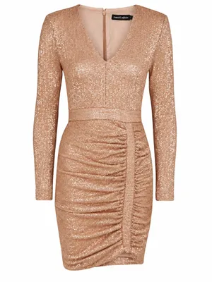NWT Lavish Alice Pleated Micro Mini Sequin Mini Dress in Rose Gold Size 12 thumbnail 5
