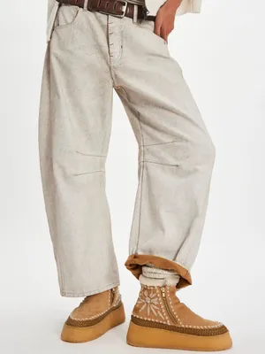 NWT We The Free Good Luck Mid Rise Barrel Acid-Wash Denim Jeans Off-White Sz 24 thumbnail 15