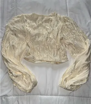 Long Sleeve Cropped Shirt Gold Size XS thumbnail 1
