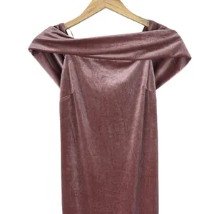 Gianni Bini Off-Shoulder Solid Velvet Midi Dress Rose Pink Formal Elegant Size M thumbnail 3