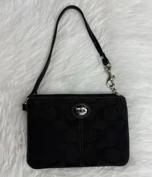COACH Black Signature Canvas Wristlet thumbnail 1