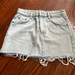 Zara Light Blue Denim Skirt thumbnail 1