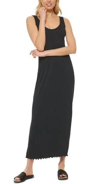NWT Dkny Jeans Women's Stitch-Yoke Maxi Dress E22HAB34 S Black thumbnail 1