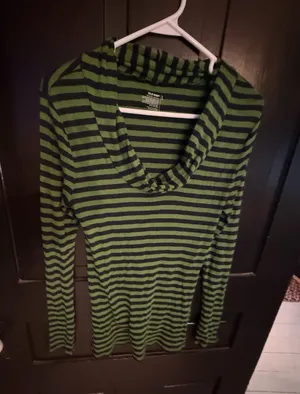 Old Navy Green and navy Striped Long-Sleeve Cowl Neck Top thumbnail 1