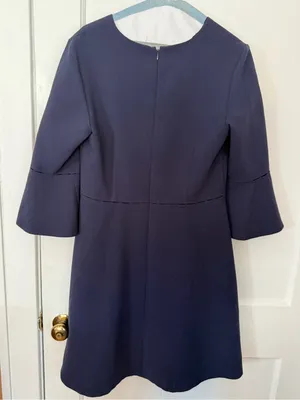 Banana Republic Navy Blue Work Lined A-line V-Neck Flutter Sleeve Dress EUC 10 thumbnail 2