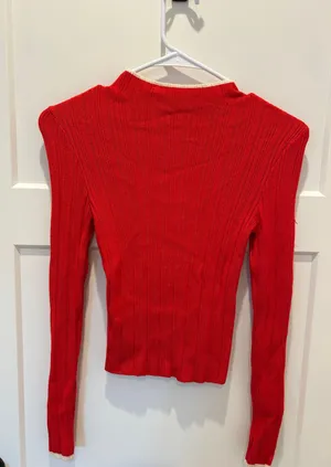 BDG Red Open Back Long sleeve Top thumbnail 2