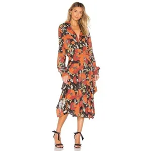 Revolve DODO BAR OR Natasha Dress Genia Floral‎ Retro Print Size 46 US Size 10 thumbnail 4