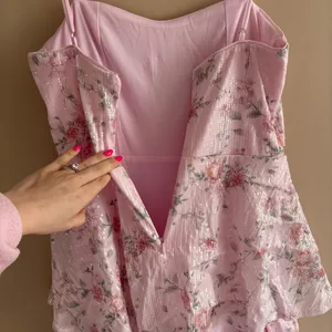 Lulus Flourishing Shine Light Pink Floral Sequin Tiered Maxi Dress Size Large thumbnail 10