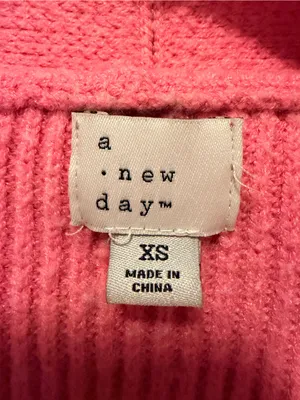 Women’s A New Day Pink V-Neck Button Front Cardigan with Red Heart thumbnail 3