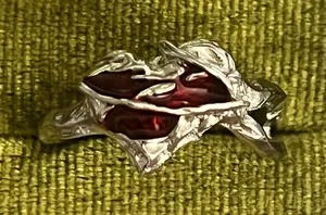 Gothic/Punk Red Heart Entangled Silver Branches Statement Open Ring Size 8 thumbnail 1