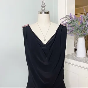 White House Black Market V-Neck Formal Dress with Crystal Shoulder Accents 4 thumbnail 3