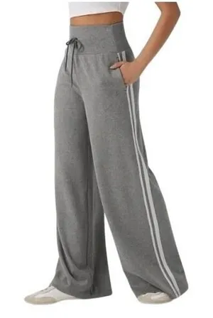 Halara Ribbed SoCinched High Waisted Tummy Control Drawstring Wide Leg Pant S Re thumbnail 1
