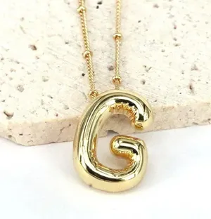 Bubble Balloon Letter G Initial Necklace Gold thumbnail 1
